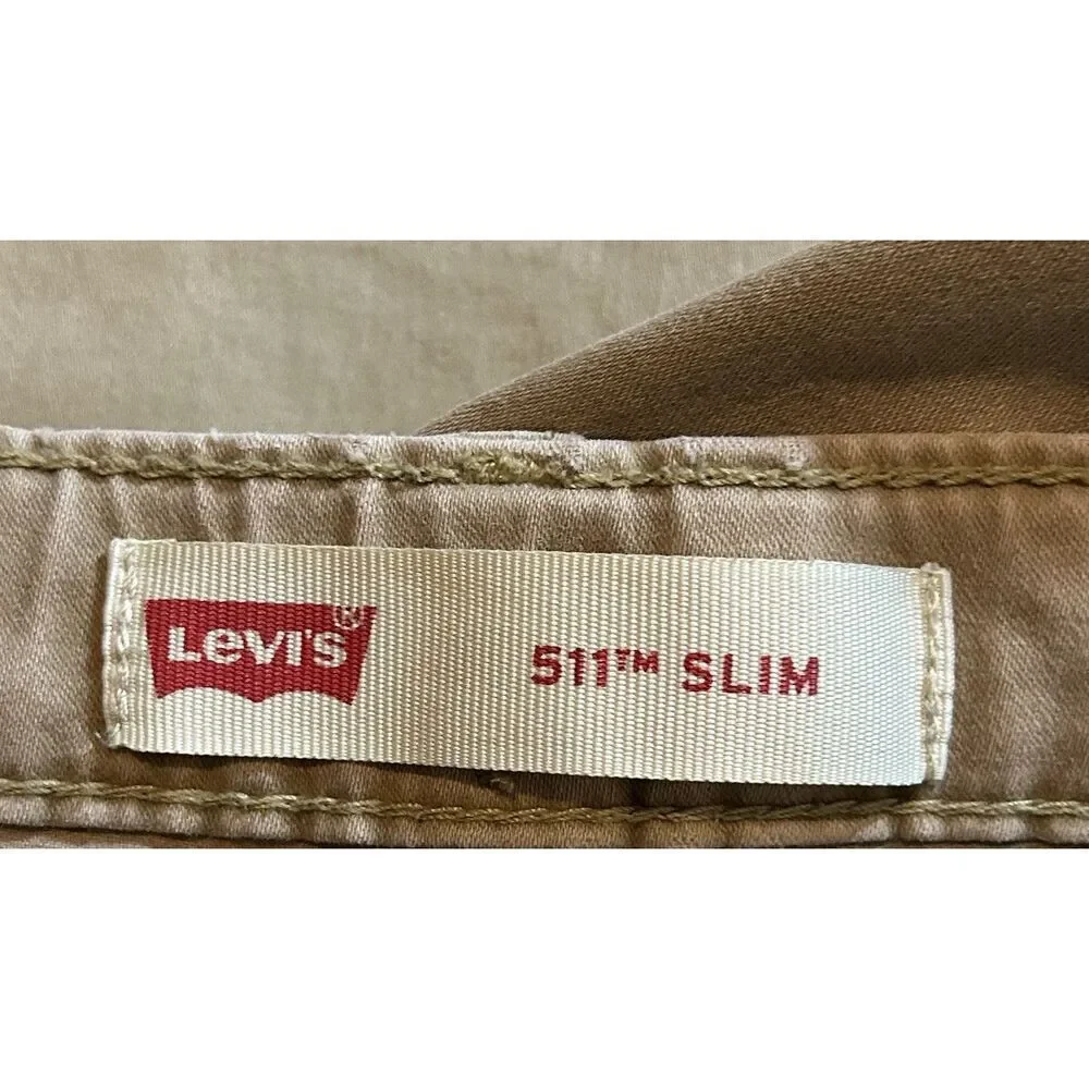 Levi's 511 Slim Brown Jeans Boys 16 Reg 28 x 30 Adjustable Waist
